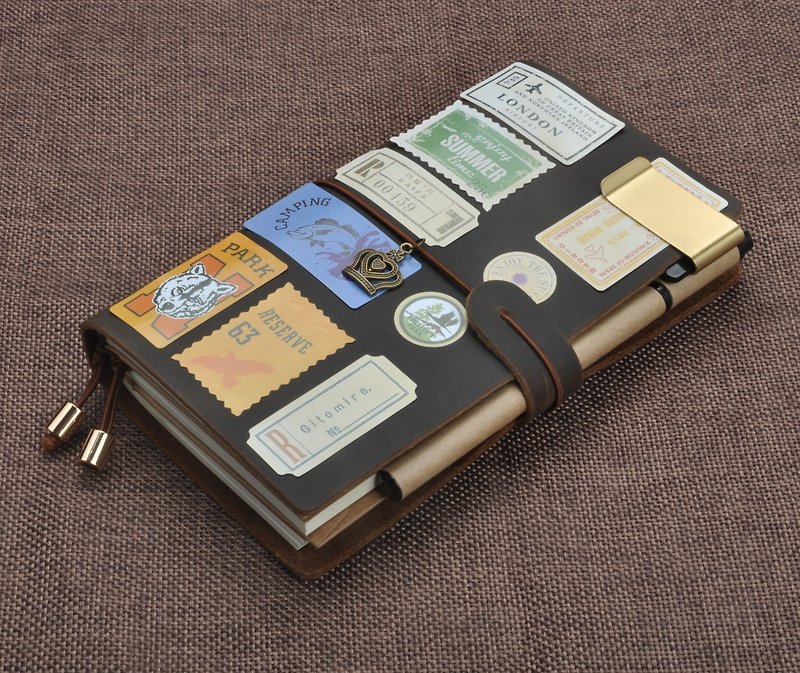 ミディアム（抱き合わせ段落）：革レトロトラベルノートブックノートブック日記PDA自由に印刷記号、干支、手紙などの第一層 - ノート・手帳 - 革 