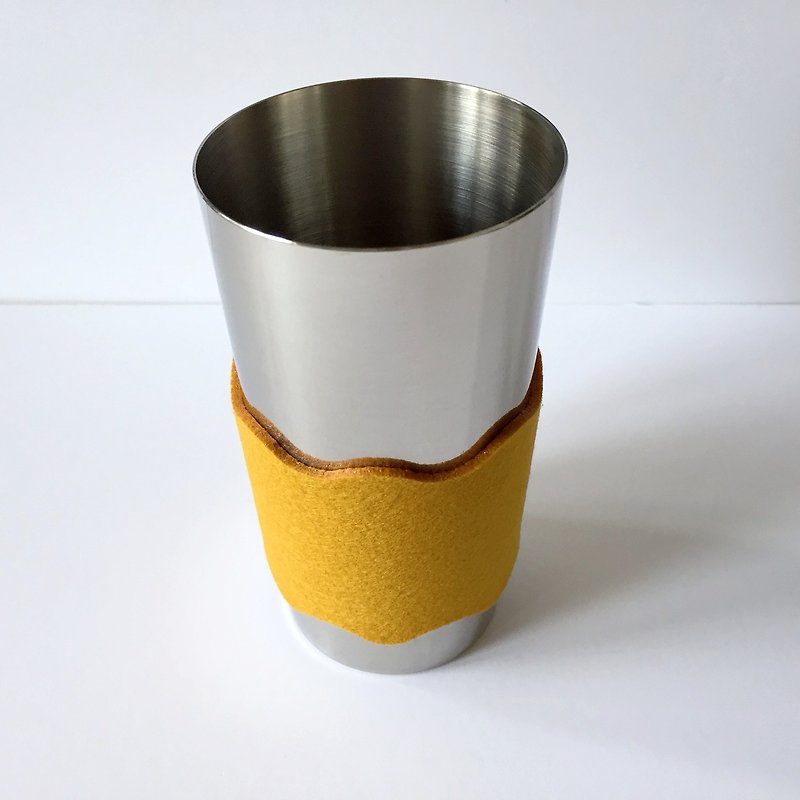 Tumbler with sleeve 400ml mustard - Cups - Polyester Orange