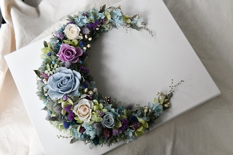 Thinking Under The Moon │Three-Month Star Flower Wreath Ornament - Picture Frames - Plants & Flowers 