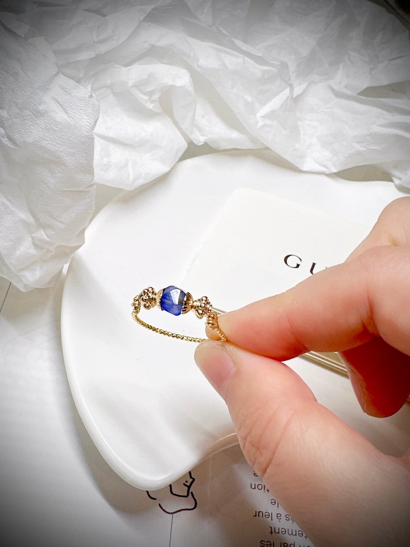 C&W 天然多切角藍玉髓瑪瑙18k金戒指 - 戒指 - 玉石 藍色