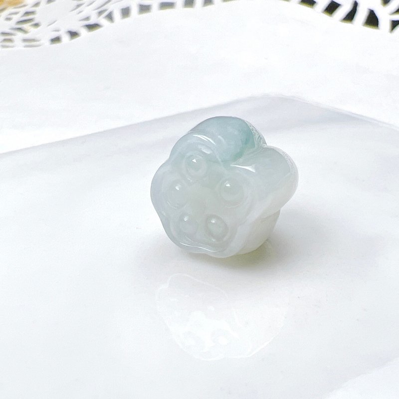 Floating Blue Flower Jadeite Lotus Root Pendant | Natural Burmese Grade A Jadeite | Gift - พวงกุญแจ - หยก หลากหลายสี