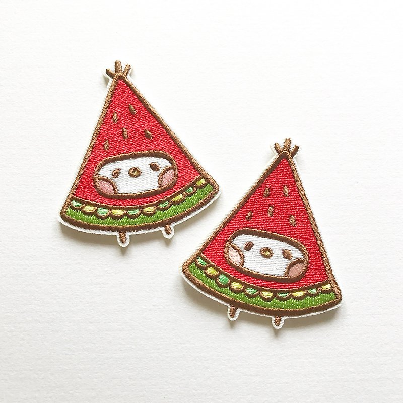 Watermelon Embroidered Patches - Badges & Pins - Thread Red