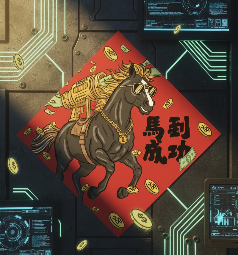 2026 Year of the Horse Couplet - 20cm Heavyweight - ถุงอั่งเปา/ตุ้ยเลี้ยง - กระดาษ สีแดง