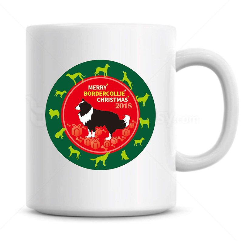 Alley-BC, by the side of the alley/Wow border collie~ Christmas mug can be customized with text names