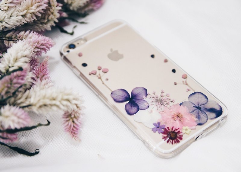 糖果色系 • 压花手机壳定制 Handpressed Phone Case - เคส/ซองมือถือ - พืช/ดอกไม้ สีม่วง