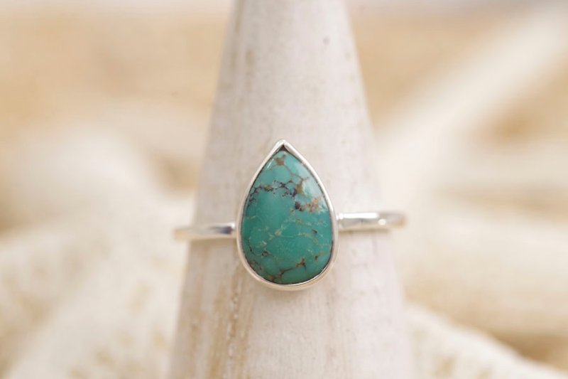 Turquoise silver ring - แหวนทั่วไป - หิน สีเขียว