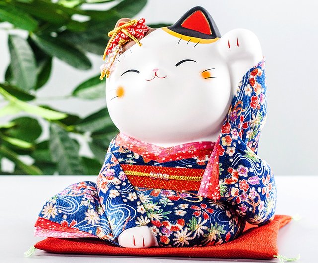 日本の薬師窯錦着物招き猫大きな陶磁器の装飾オープニング誕生日結婚式新築祝いのクリエイティブギフト - ショップ やくしがま 置物 - Pinkoi