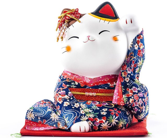 日本の薬師窯錦着物招き猫大きな陶磁器の装飾オープニング誕生日結婚式
