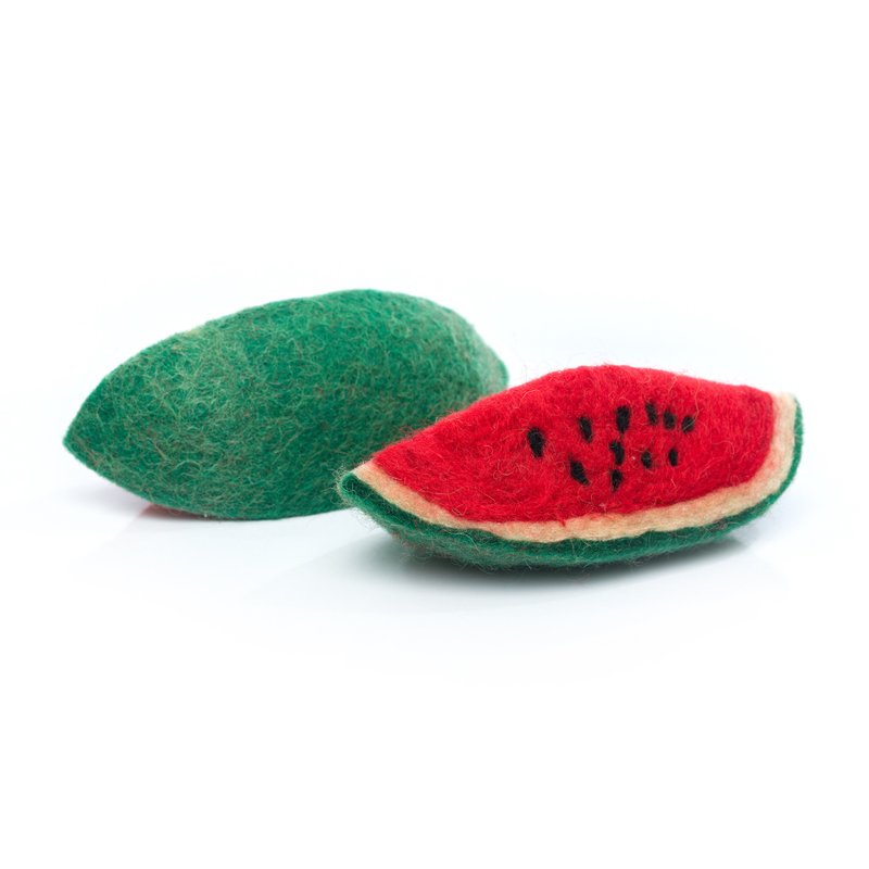 Handmade wool felt watermelon - ของเล่นเด็ก - ขนแกะ สีแดง