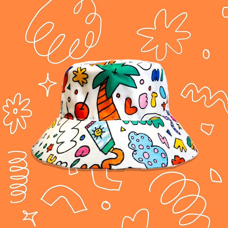 BUCKET HAT -DOODLES PATTERN - Hats & Caps - Other Materials White