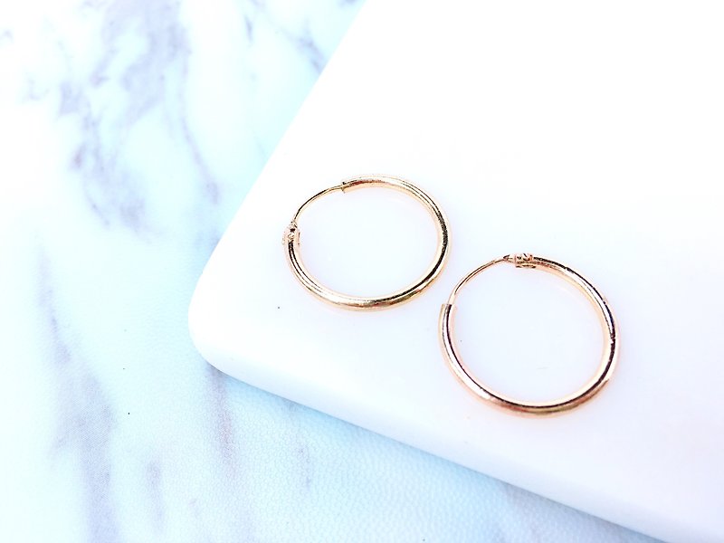 Golden round earrings (16mm) - Earrings & Clip-ons - Other Metals Gold