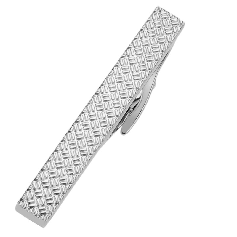 45mm Silver Textured Tie Clips - Ties & Tie Clips - Other Metals Silver