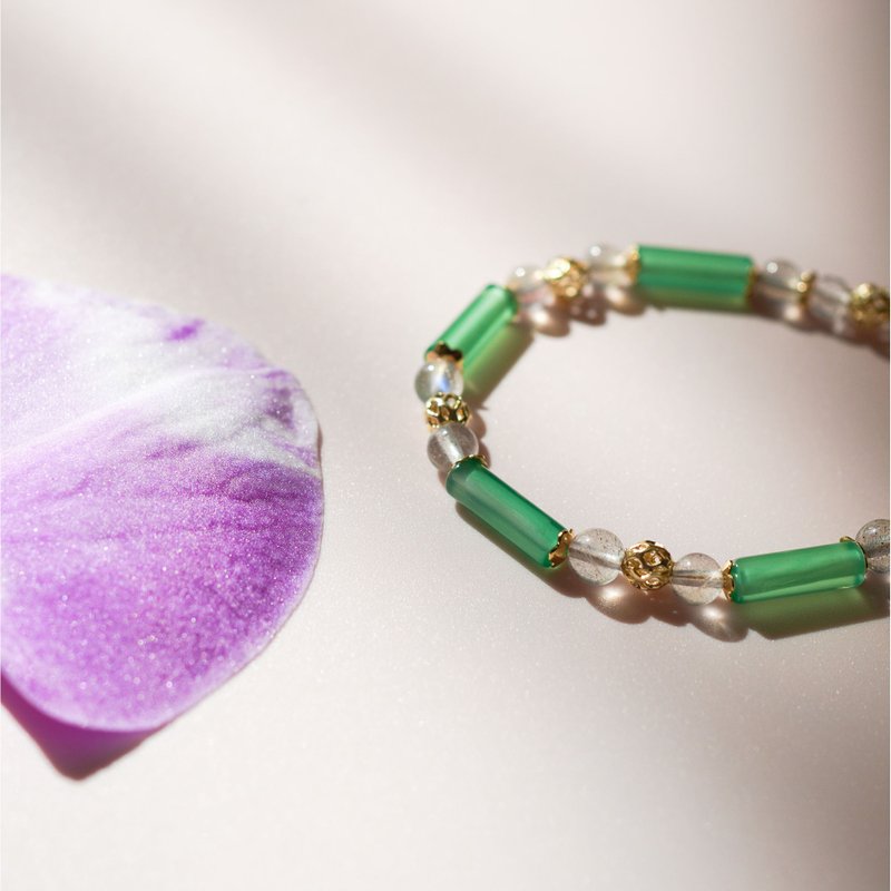 Green Agate Tube Beads Labradorite 14KGF Magnetic Bracelet - สร้อยข้อมือ - คริสตัล 