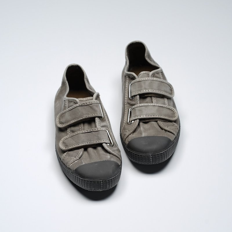 西班牙帆布鞋CIENTA U78777 170 淺灰色 黑底 洗舊布料 大人 魔鬼 - 女款休閒鞋 - 棉．麻 灰色