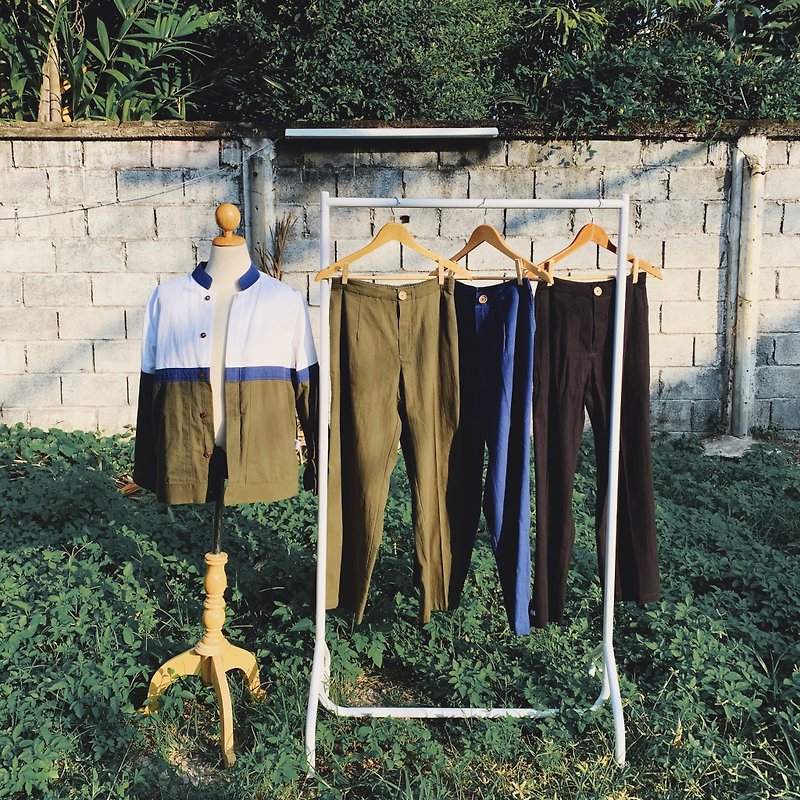 ฮับดวงเซต (แจ็กเก็ต+กางเกง) - เสื้อโค้ทผู้ชาย - ผ้าฝ้าย/ผ้าลินิน สีน้ำเงิน