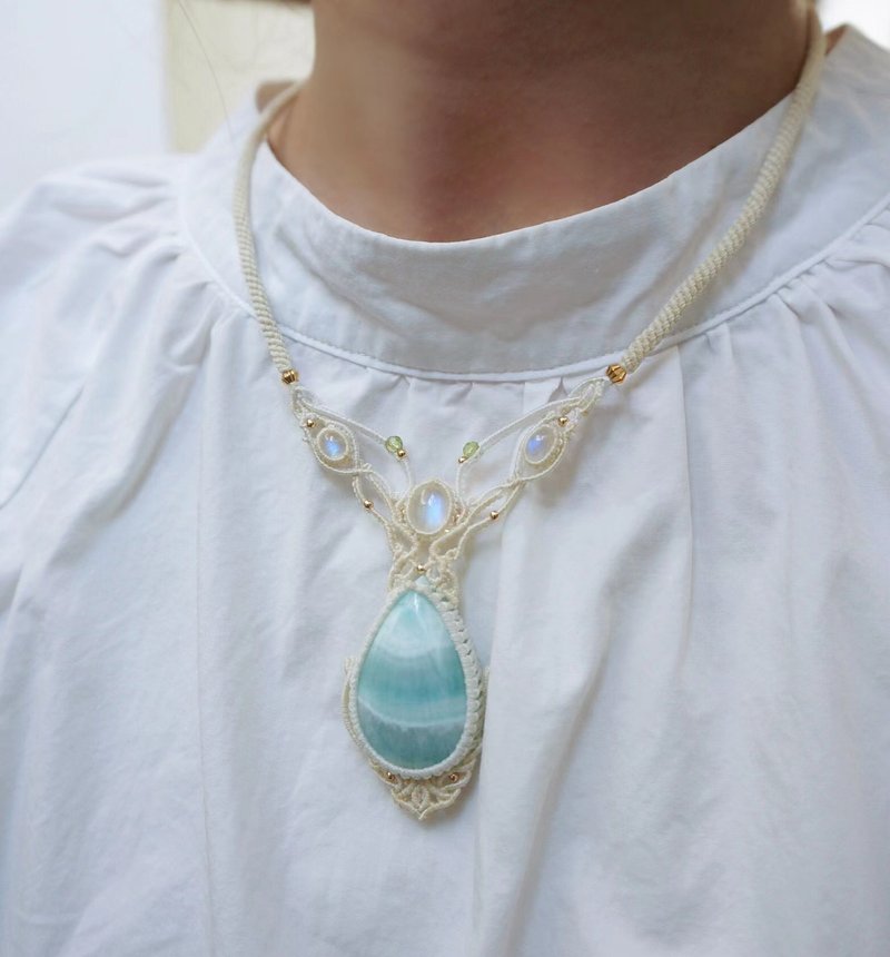 | MC| 天然月光石海紋石組合項鏈 - 項鍊 - 寶石 