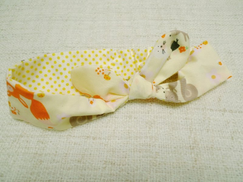 寶寶髮帶-可愛小狸 - 圍兜/口水巾 - 棉．麻 黃色