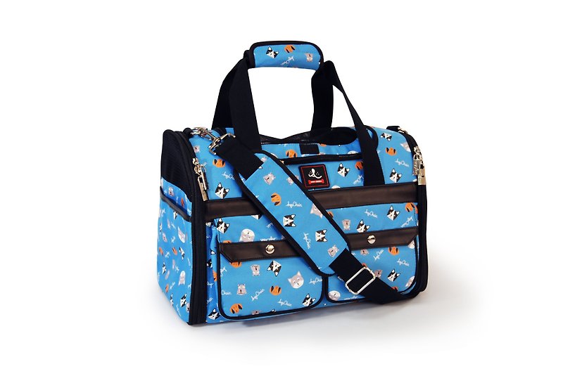 [Angy Chain An Qi circle] open window pet out folding bag (puppy pattern) - Pet Carriers - Polyester Blue