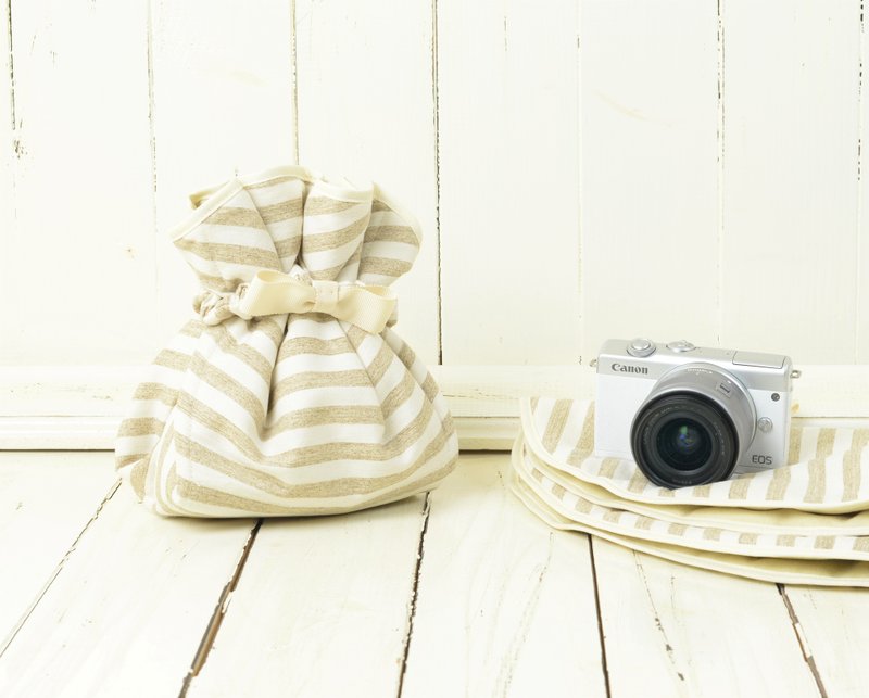 Wrapping cloth/Camera case/Natural beige border - Camera Straps & Stands - Cotton & Hemp Multicolor