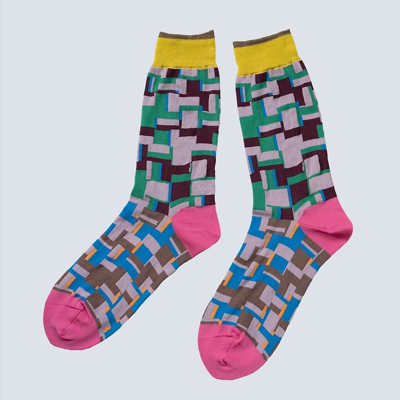 Sunset pixel / Pink - Socks - Cotton & Hemp Pink