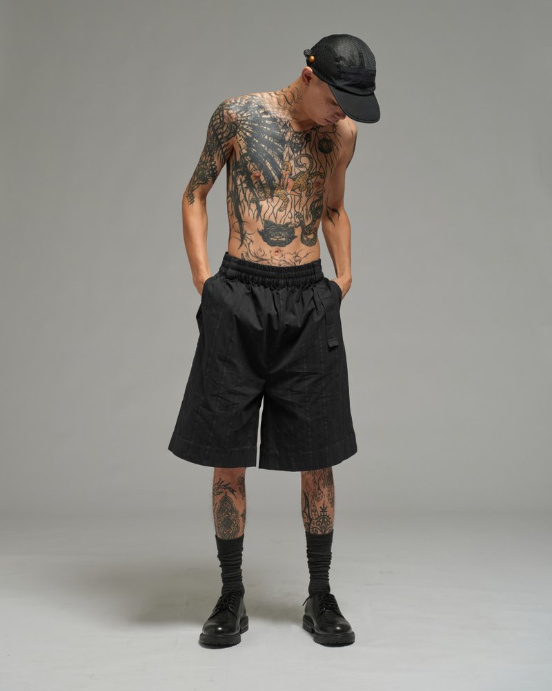 Unisex: Office Short Pants (Black) - 男短褲/工作短褲 - 棉．麻 黑色