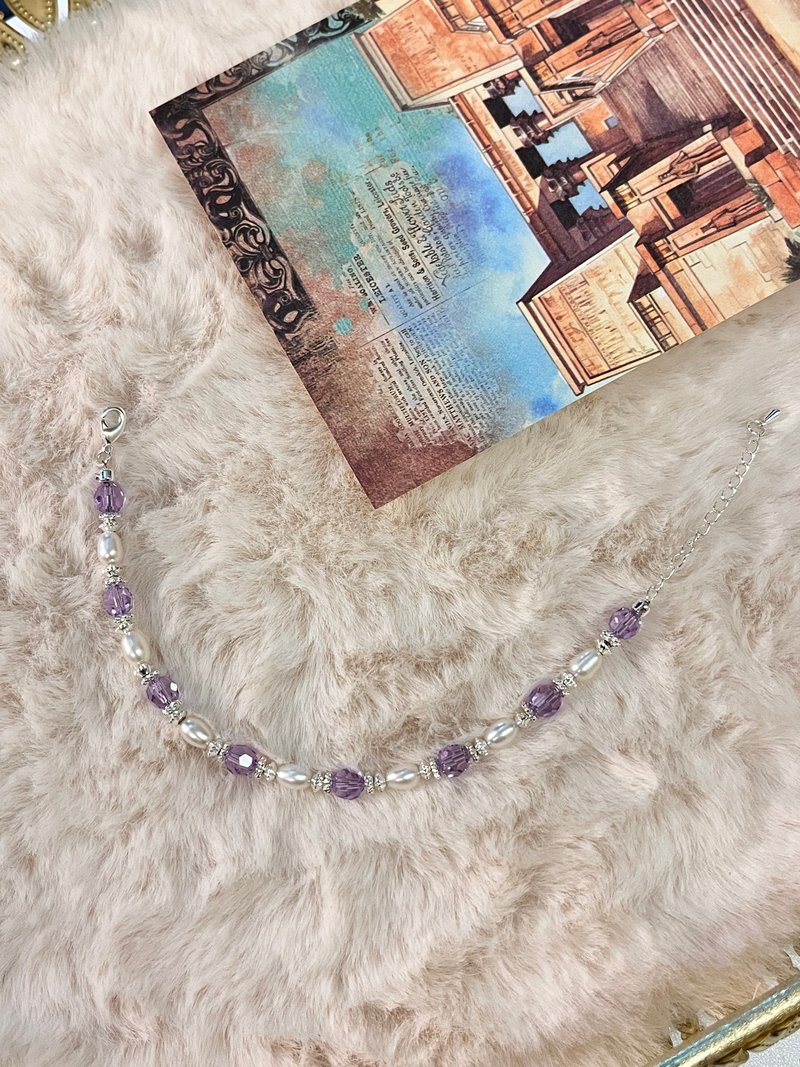 Purple-Purple Swarovski Crystal Silver Bracelet - สร้อยข้อมือ - ทองแดงทองเหลือง สีม่วง