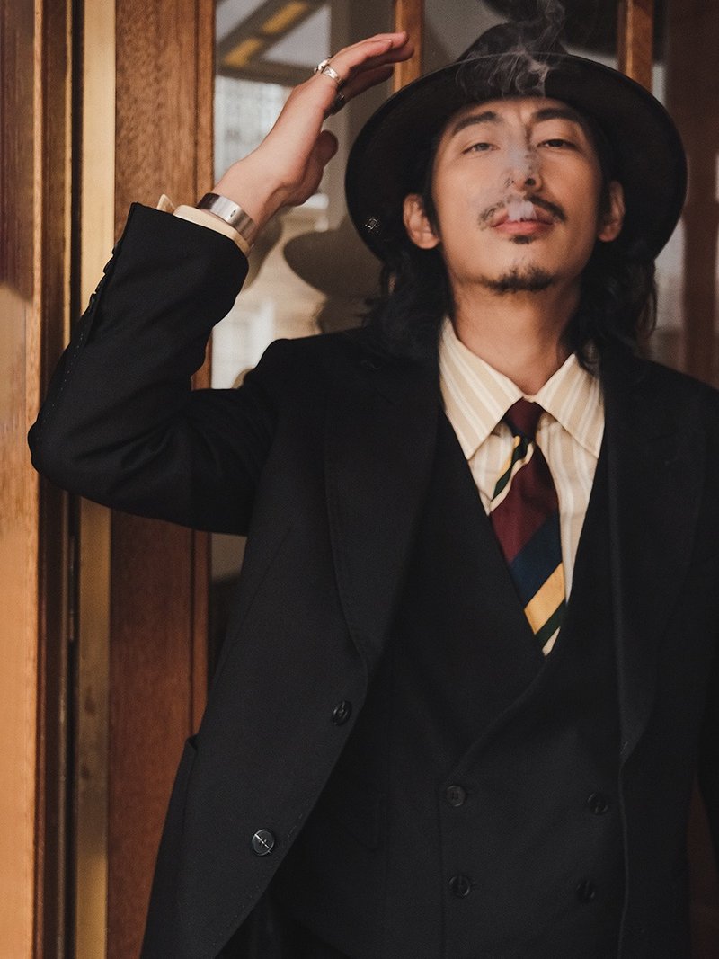 SOARIN英倫復古撞色縫線西裝外套(2421XZ65) - 男西裝外套 - 棉．麻 黑色