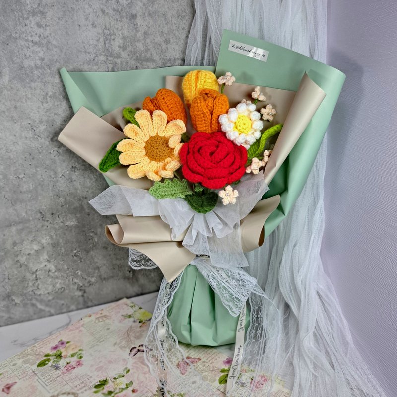 鉤織花束 生日禮物 花束 畢業花束 情人節 母親節 求婚 - 擺飾/家飾品 - 聚酯纖維 橘色