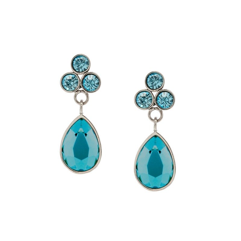 SALE Pear Earrings Stainless Steel  Swarovski Crystal  L1E - Earrings & Clip-ons - Crystal Multicolor