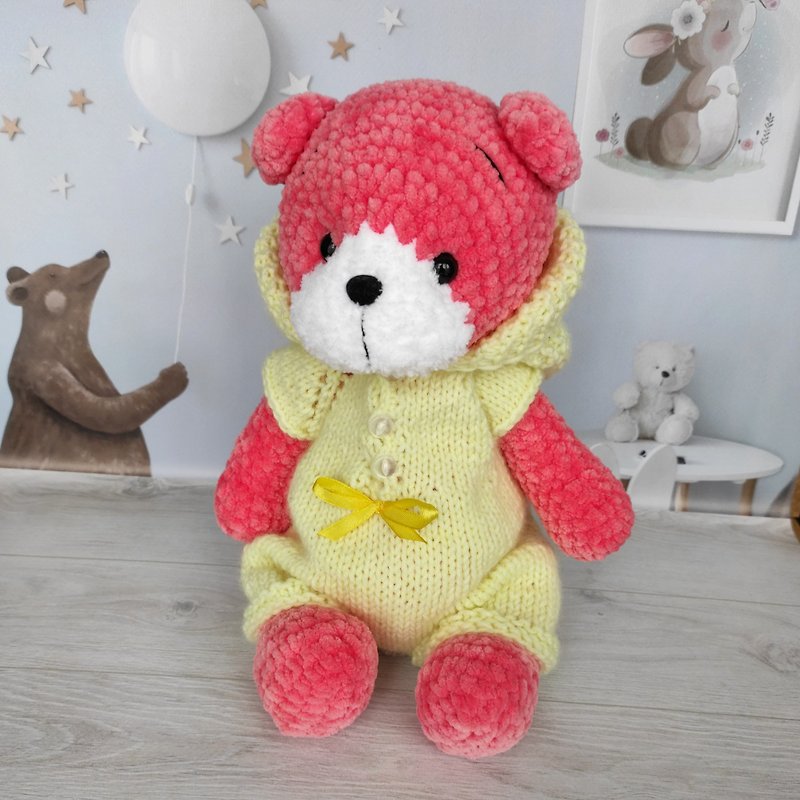 Teddy Bear, Teddy Bear in Overalls, Cute Handmade Teddy Bear, Stuffed Animal - 嬰幼兒玩具/毛公仔 - 其他材質 