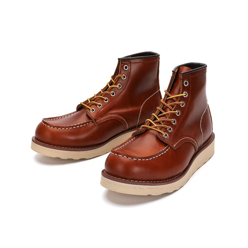 Men Boots Shoes Non-Slip Heels Handmade Genuine Leather Male Shoes Outdoor Boots - รองเท้าบูธผู้ชาย - หนังแท้ สีนำ้ตาล