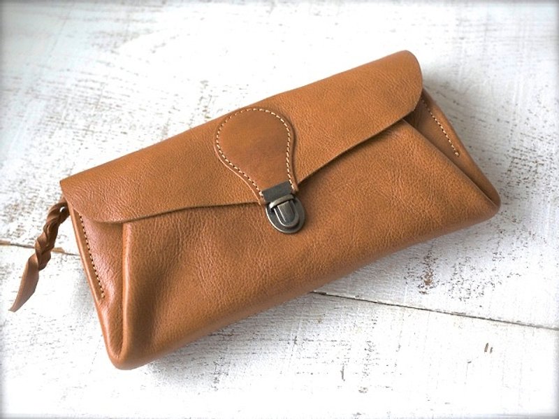 Genuine leather wallet series envelope camel - กระเป๋าสตางค์ - หนังแท้ สีกากี