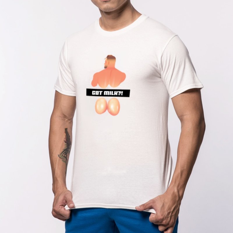 AttentionWear我的美尻系列T-shirt【蜜桃奶臀-白色】│ATTENTION - 男 T 恤 - 棉．麻 白色