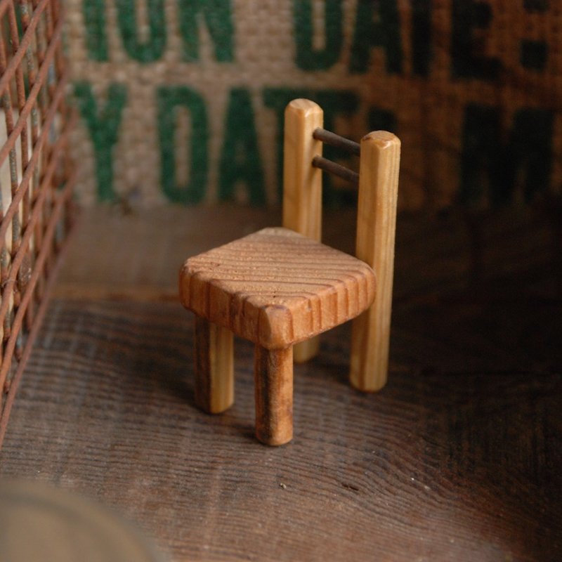 Wooden chair - handmade. Iron. Wood / birthday. Valentine's ceremony. - ของวางตกแต่ง - ไม้ สีนำ้ตาล
