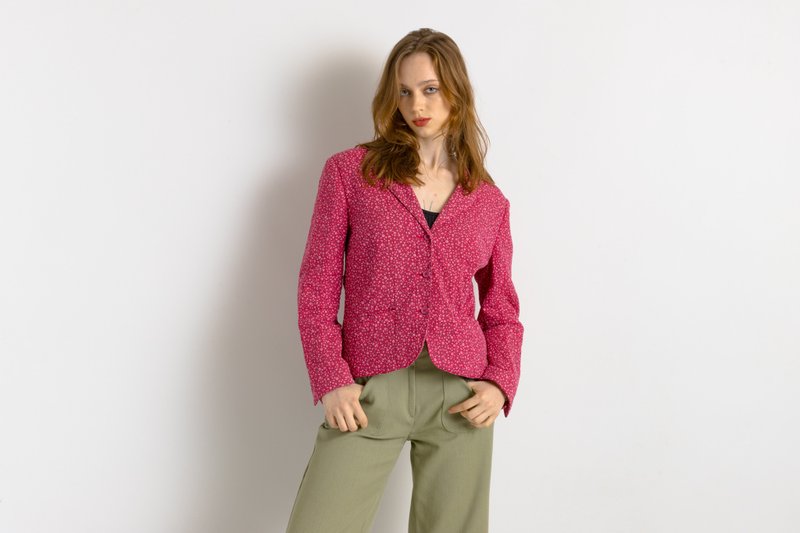 Vintage 90s Bogner Quilted Cropped Buttons Blazer 7493 - 女西裝外套 - 棉．麻 多色