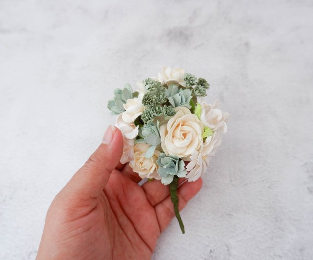 Rustic Wedding Wrist Corsage White Green Prom Flower Bracelet -  Sweden