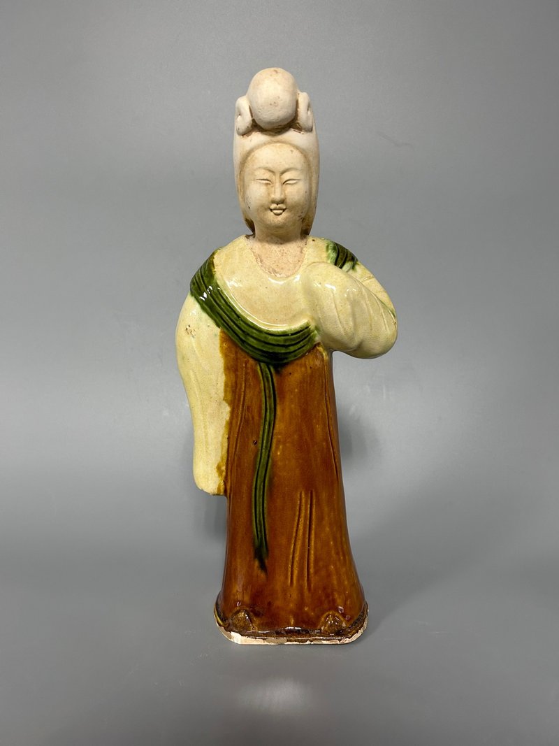 唐三彩女立俑 - 擺飾/家飾品 - 陶 卡其色