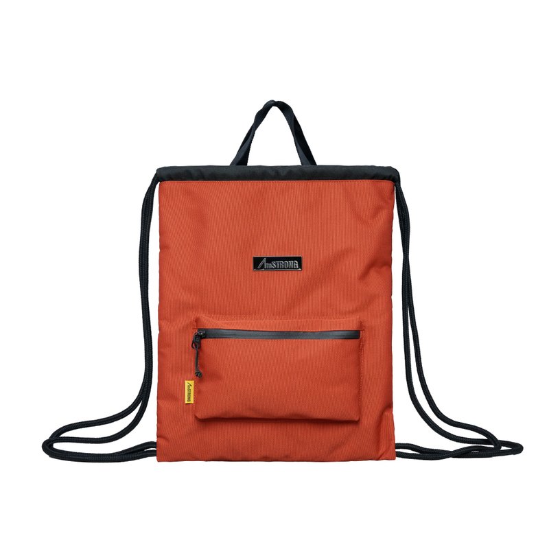 【型動探索】02-DRAWSTRING BAG 索繩包 銹橙色 - 束口袋/束口背包/水桶包 - 聚酯纖維 橘色