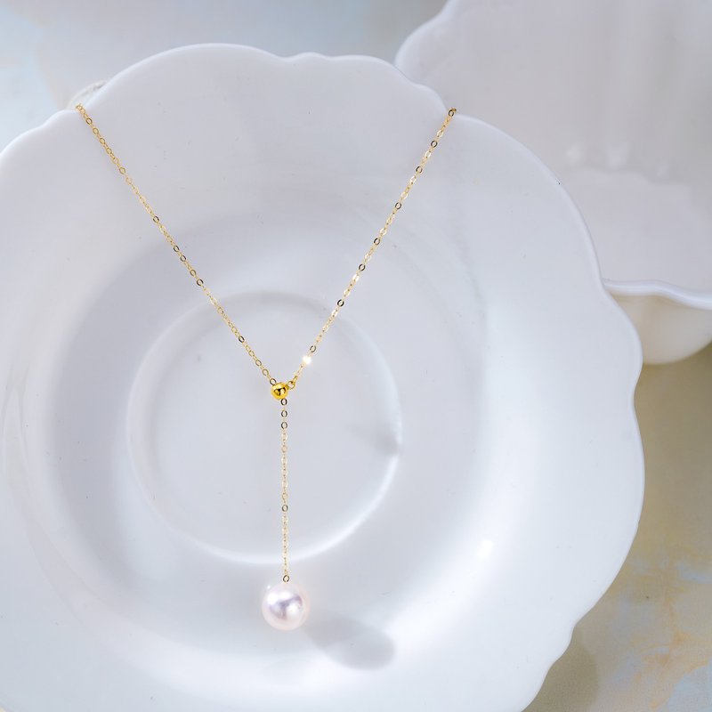 Akoya | Y-shaped Adjustable | 18K Gold Necklace - Necklaces - Pearl 