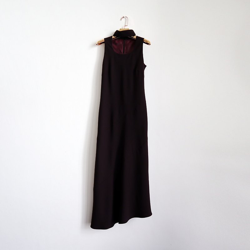 Pumpkin Vintage. Ancient brown special round neck slant dress - One Piece Dresses - Other Materials Brown
