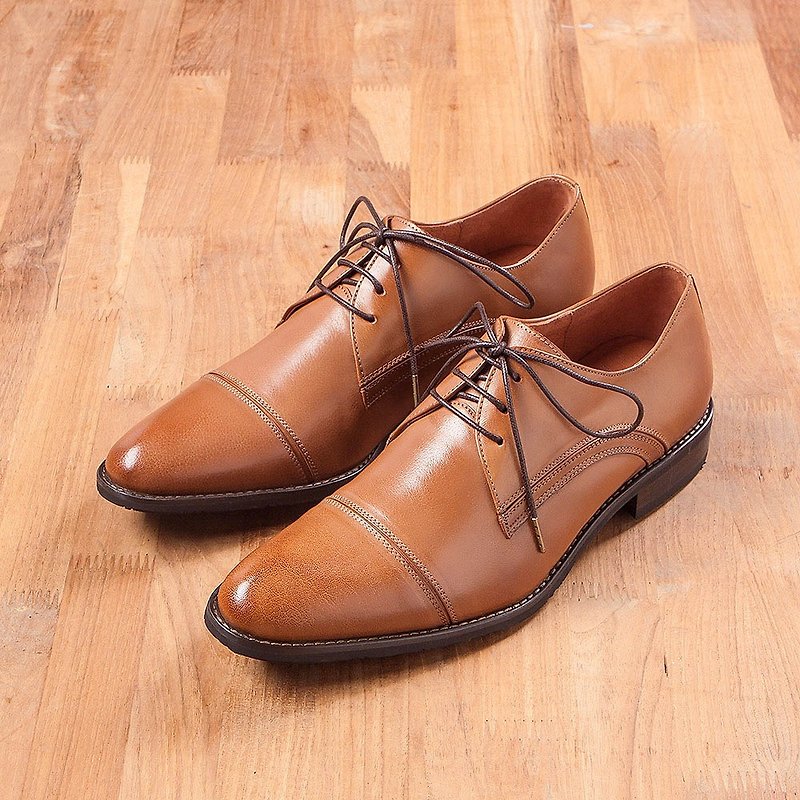Vanger Classic Stripe Derby Shoes Va234 Brown - Men's Oxford Shoes - Genuine Leather Brown