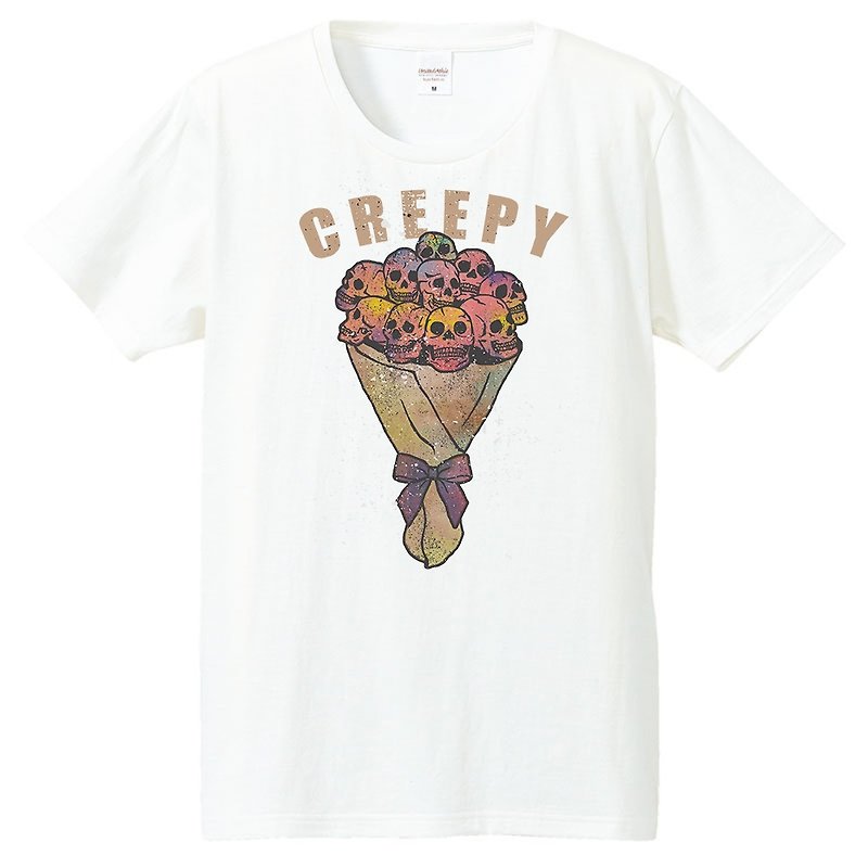 T-shirt / creepy flower - T 恤 - 棉．麻 白色