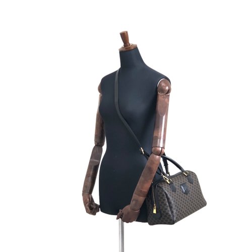 美品 セリーヌ ボストンバッグ マカダム モノグラム レザー ハンドバッグ 日本直送 名牌中古包 】CELINE セリーヌ マカダム ボストン