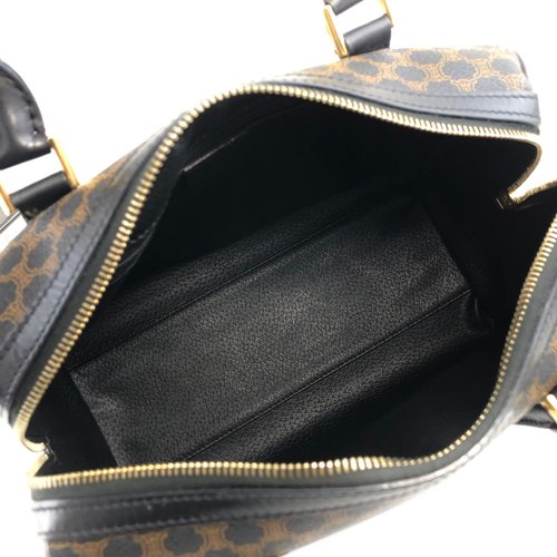 極美品★セリーヌ ボストンバッグ 2way 南京錠　ネームタグ マカダム レザー 日本直送 名牌中古包 】CELINE セリーヌ マカダム ボストン