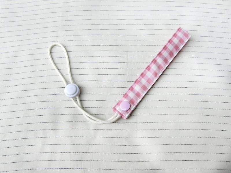 Pink Grid-Adjustable rope buckle water cup to prevent rope dropping - ผ้ากันเปื้อน - ผ้าฝ้าย/ผ้าลินิน สึชมพู