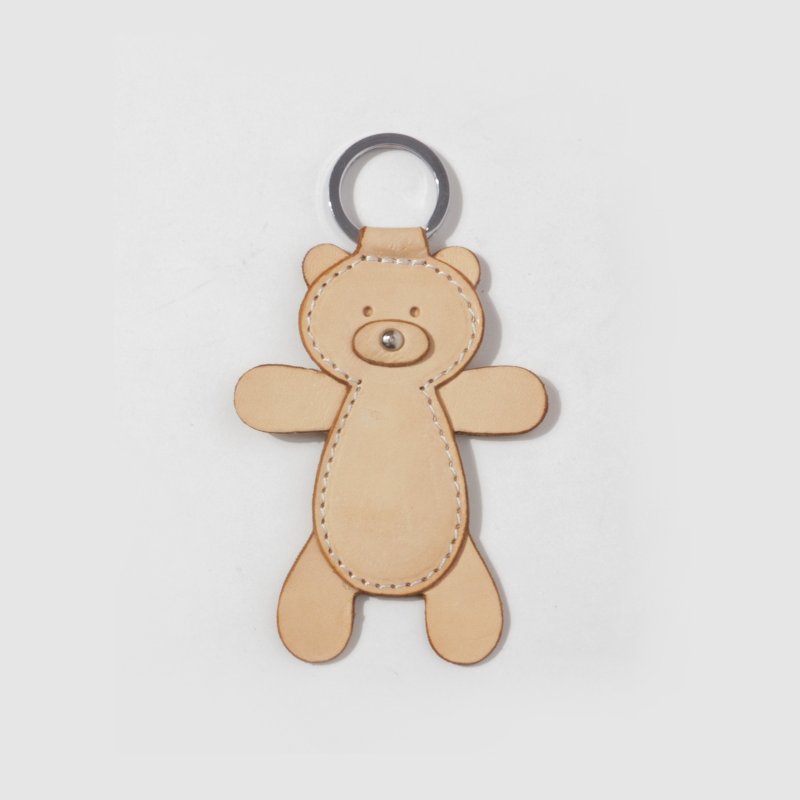 Pure hand-sewn vegetable tanned cowhide bear pendant - ที่ห้อยกุญแจ - หนังแท้ 