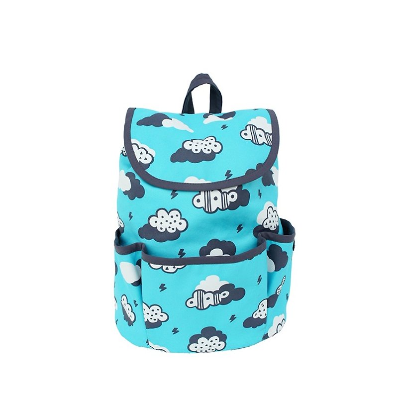 OGG冒險趣100%純手工限量寶寶背包 ♥ 轟隆隆雲朵 - 奶粉袋/媽媽袋 - 防水材質 藍色
