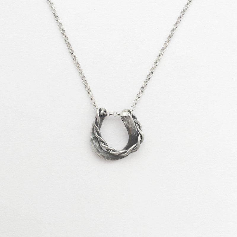Custom style-double-layer horseshoe sterling silver necklace - Necklaces - Other Metals Silver