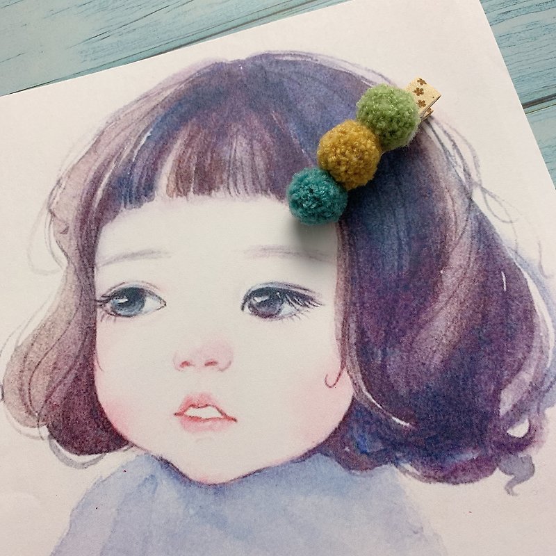 W&C handmade||little fur ball|| blue mustard, soybean and green hairpin - Hair Accessories - Other Materials Multicolor