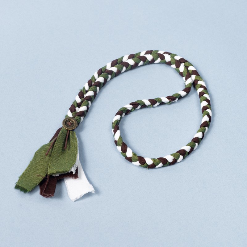 Ancient cloth necklace-brown green│Bravo rag - Necklaces - Cotton & Hemp Green